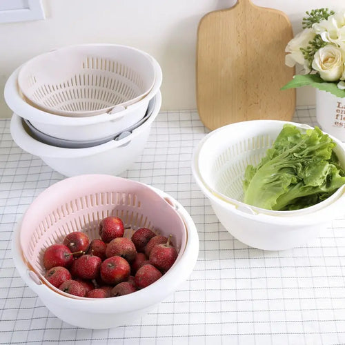 2-Tier Rotating Fruit & Vegetable Draining Basket