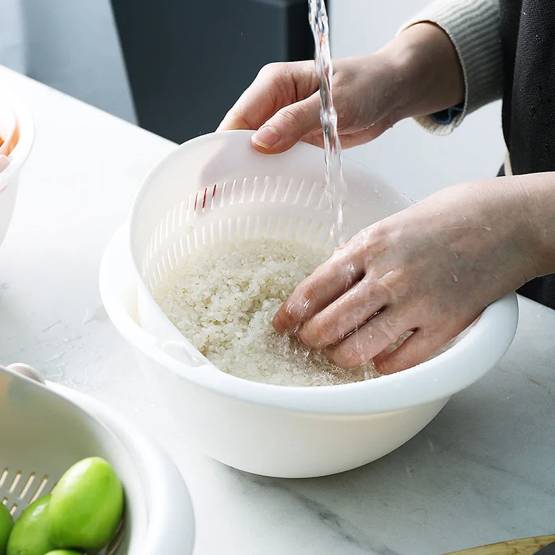 2-Tier Rotating Fruit & Vegetable Draining Basket