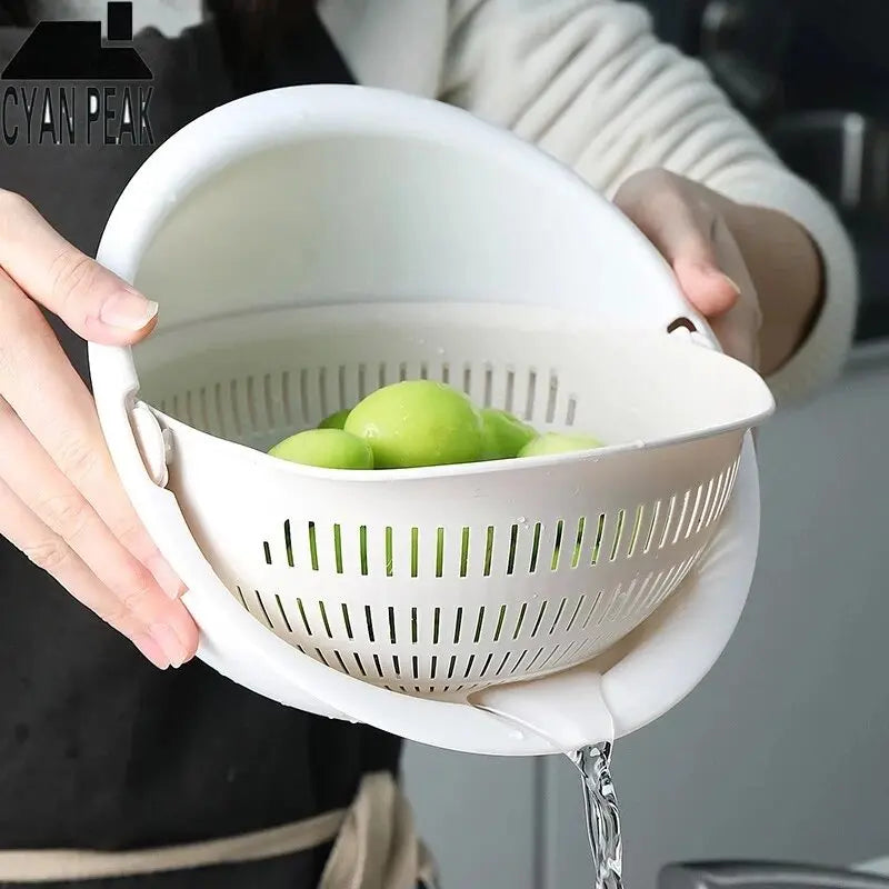 2-Tier Rotating Fruit & Vegetable Draining Basket