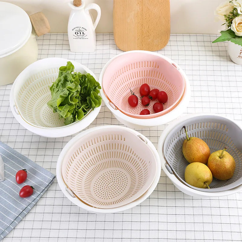 2-Tier Rotating Fruit & Vegetable Draining Basket